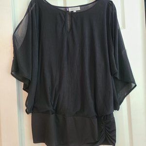 Jennifer Lopez Batwing, Open-Shoulder Chiffon Fashion Top